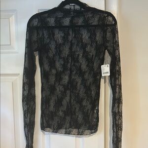 Free People Sheer Black Lace Blouse